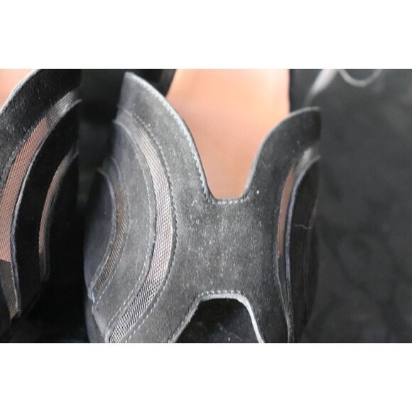 Robert Clergerie Women Size 11 Black Platform Sandals Open Toe Wedge Suede Pumps - Picture 9 of 12